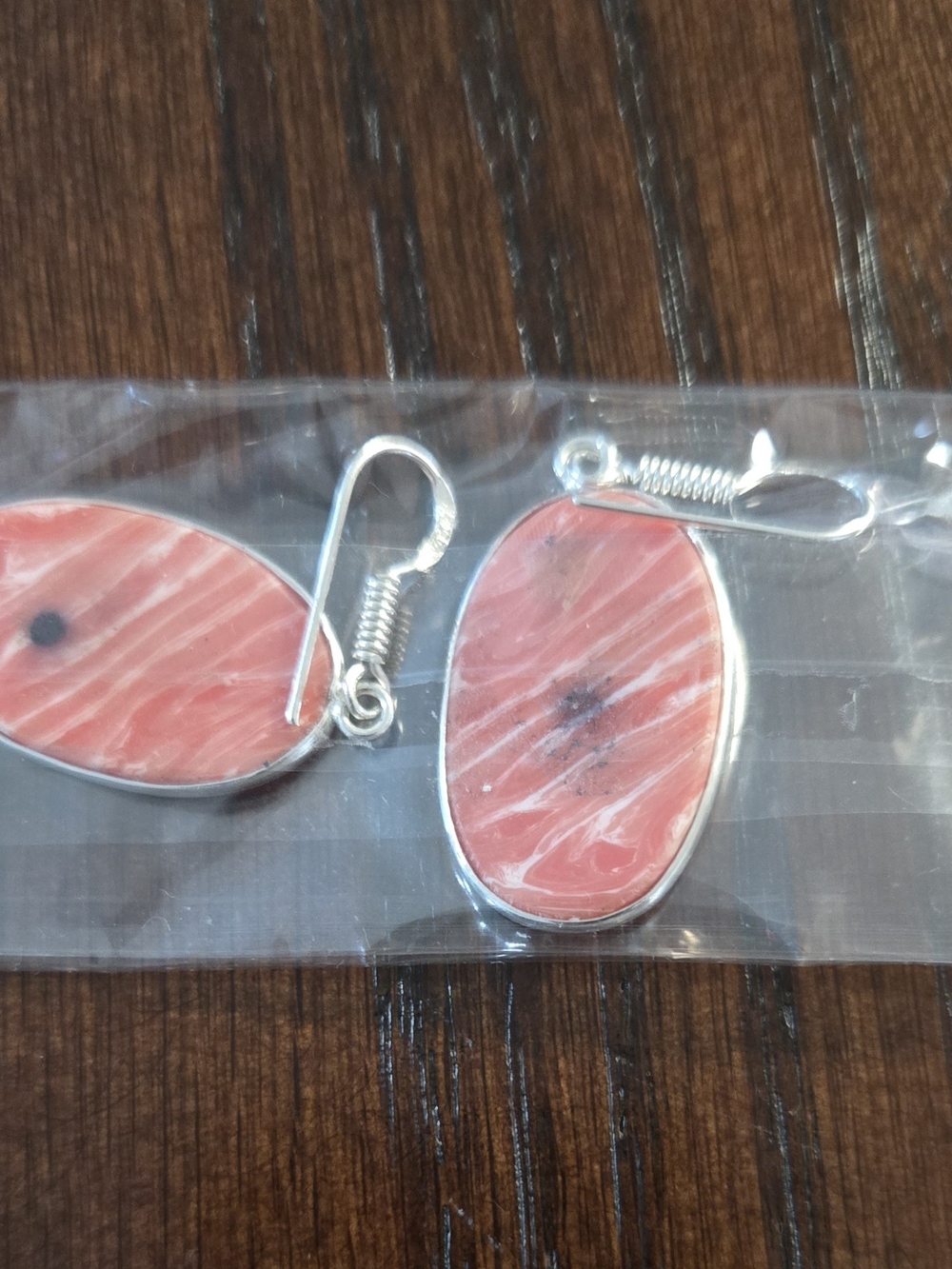 Pink Oval Dangle Earrings